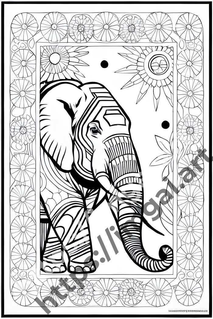  Раскраска elephant (дикие животные). №1486