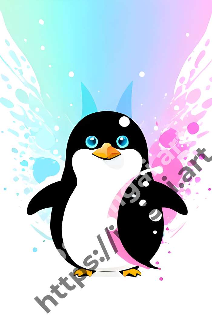 Принт penguin (птицы)  в стиле Splash art. №1487