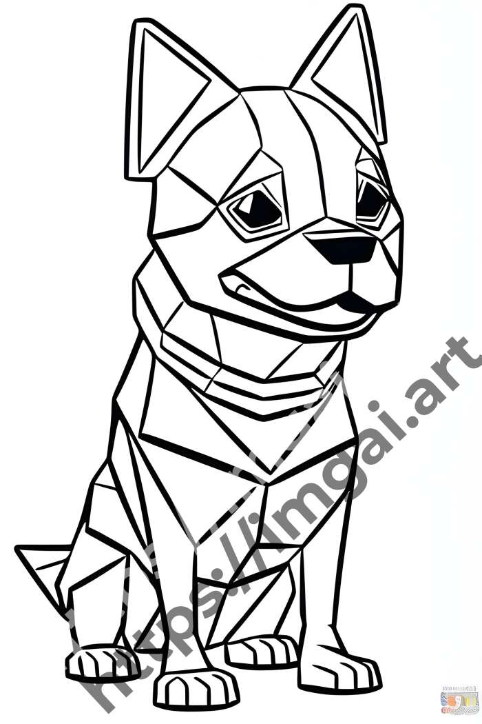  Раскраска dog (домашние животные)  в стиле Low-poly. №1506