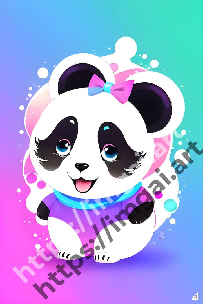  Принт panda (дикие животные)  в стиле Splash art. №1514