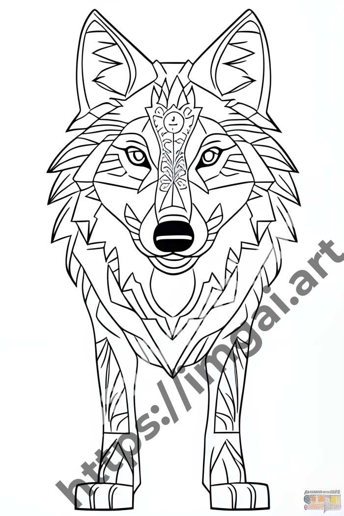  Раскраска wolf (дикие животные). №1518