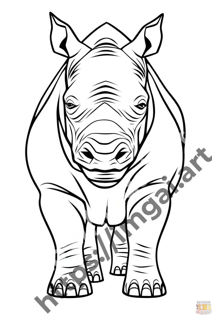  Раскраска rhino (дикие животные). №1524