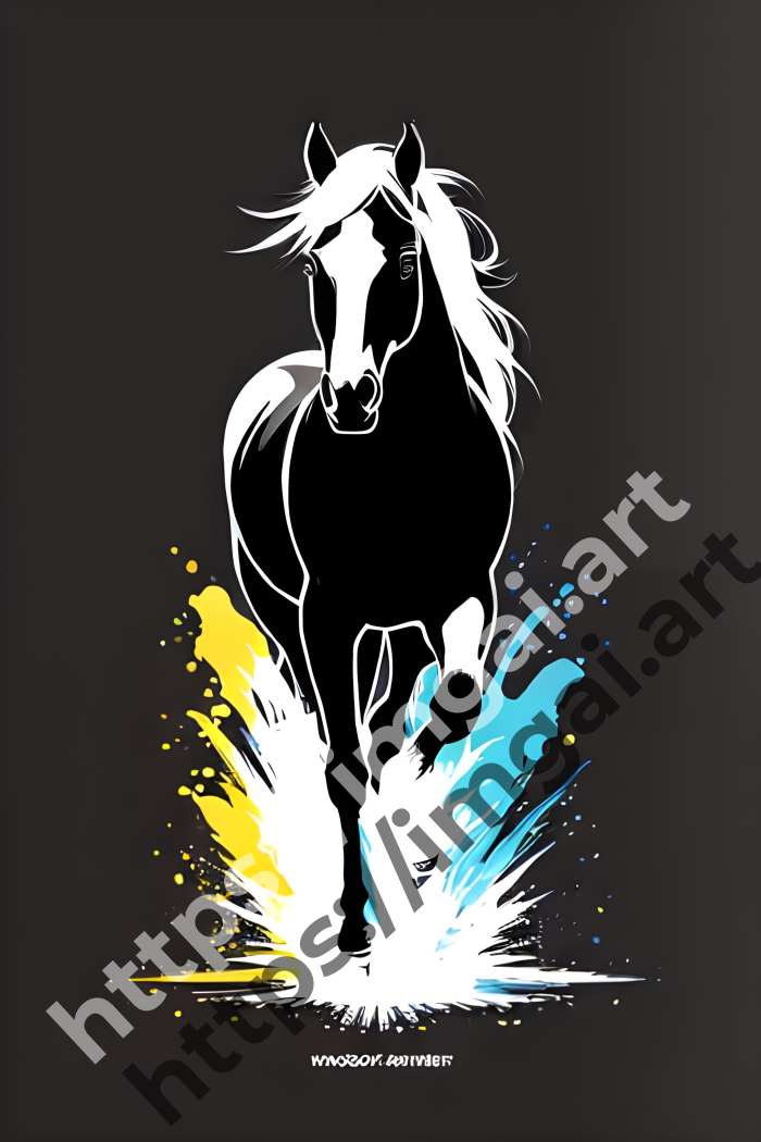  Постер horse (домашние животные)  в стиле Splash art. №1527