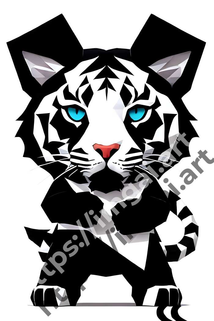  Принт tiger (дикие кошки)  в стиле Low-poly. №1528