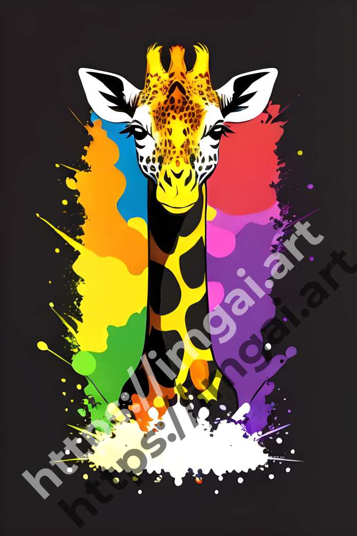  Постер giraffe (дикие животные)  в стиле Splash art. №1534