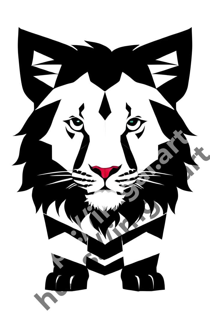  Принт lion (дикие кошки)  в стиле Low-poly. №1570