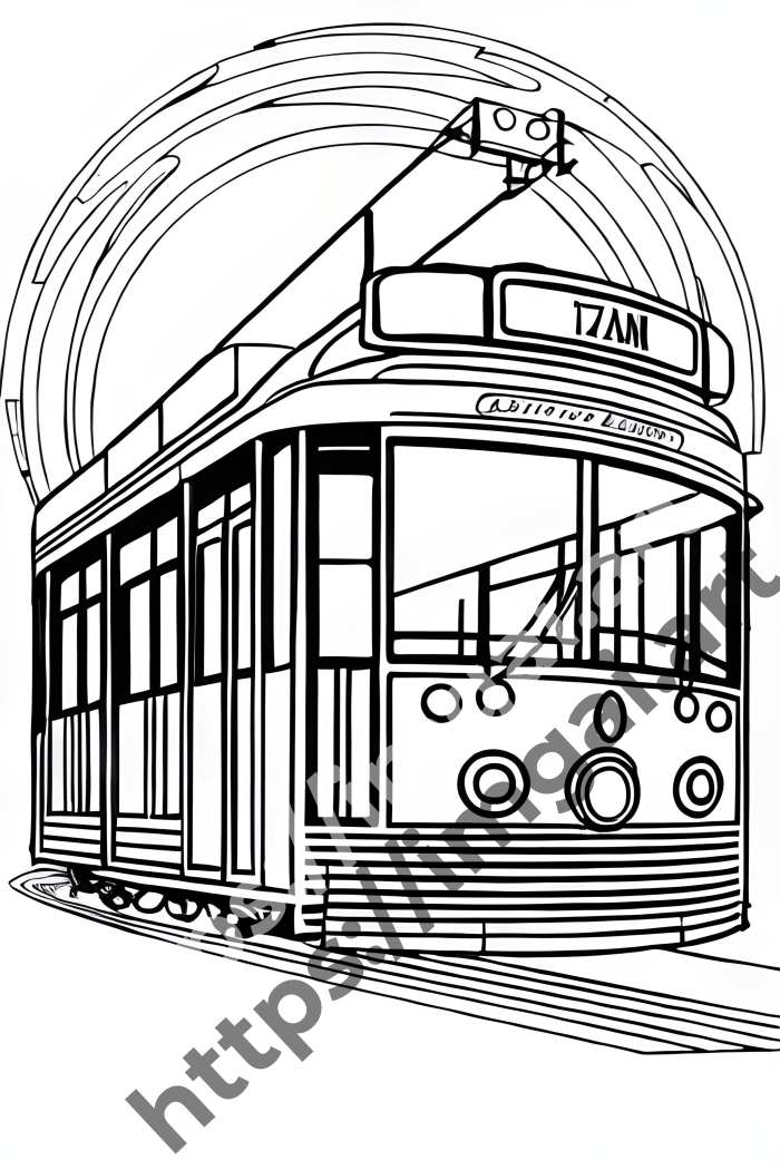  Раскраска Tram (транспорт)  в стиле Low-poly. №1576