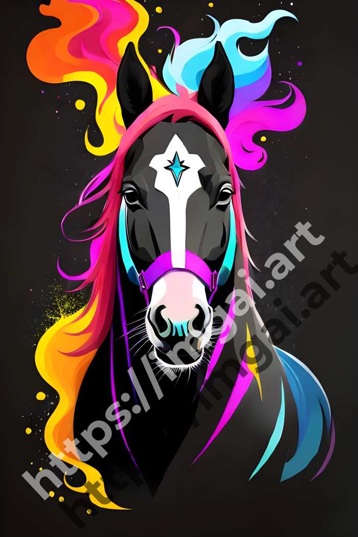  Постер horse (домашние животные)  в стиле Splash art. №1591