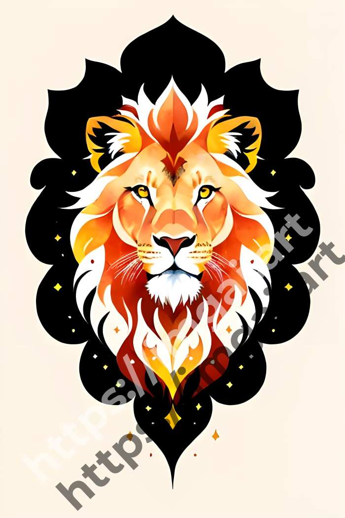  Принт lion (дикие кошки)  в стиле Акварель. №1597