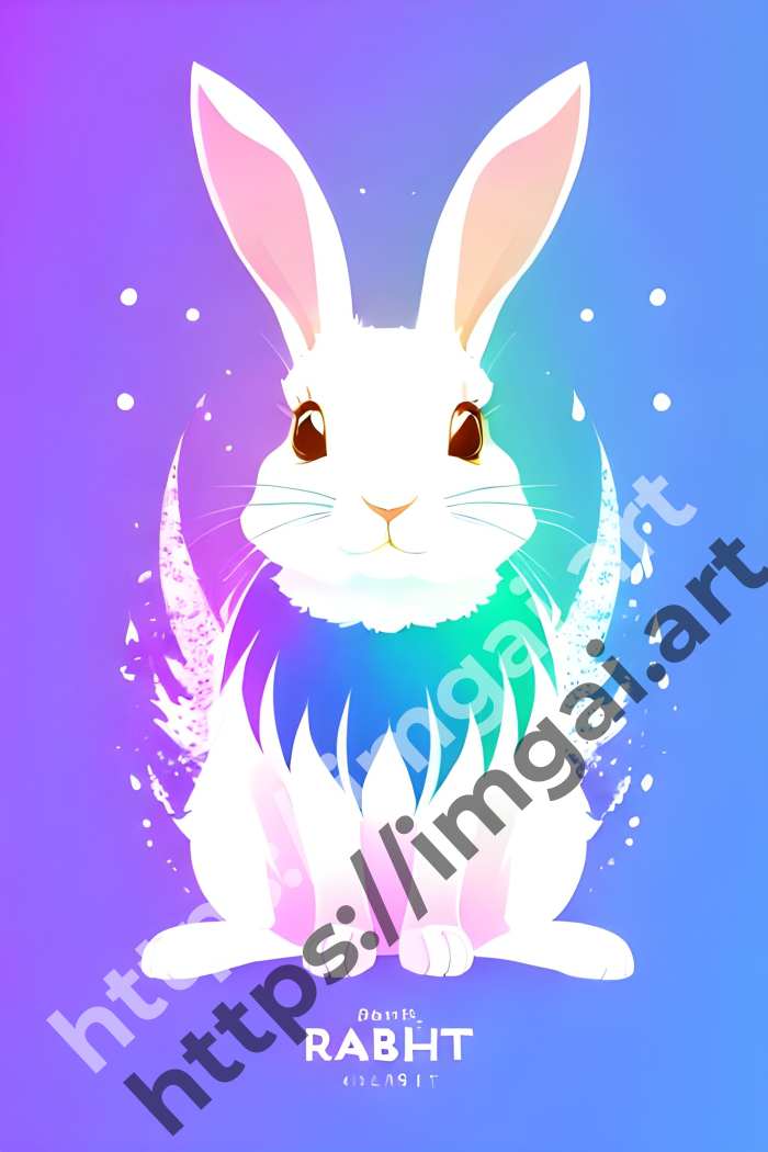  Принт rabbit (домашние животные)  в стиле Splash art. №1607