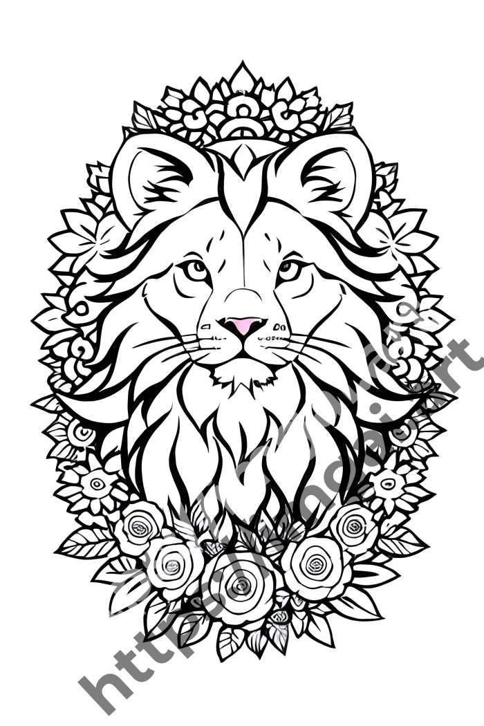  Раскраска lion (дикие кошки). №1619