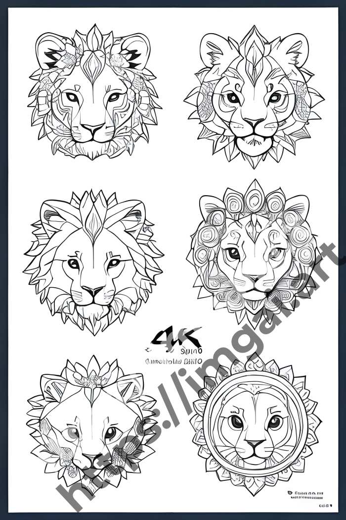  Раскраска lion (дикие кошки)  в стиле Low-poly. №1623