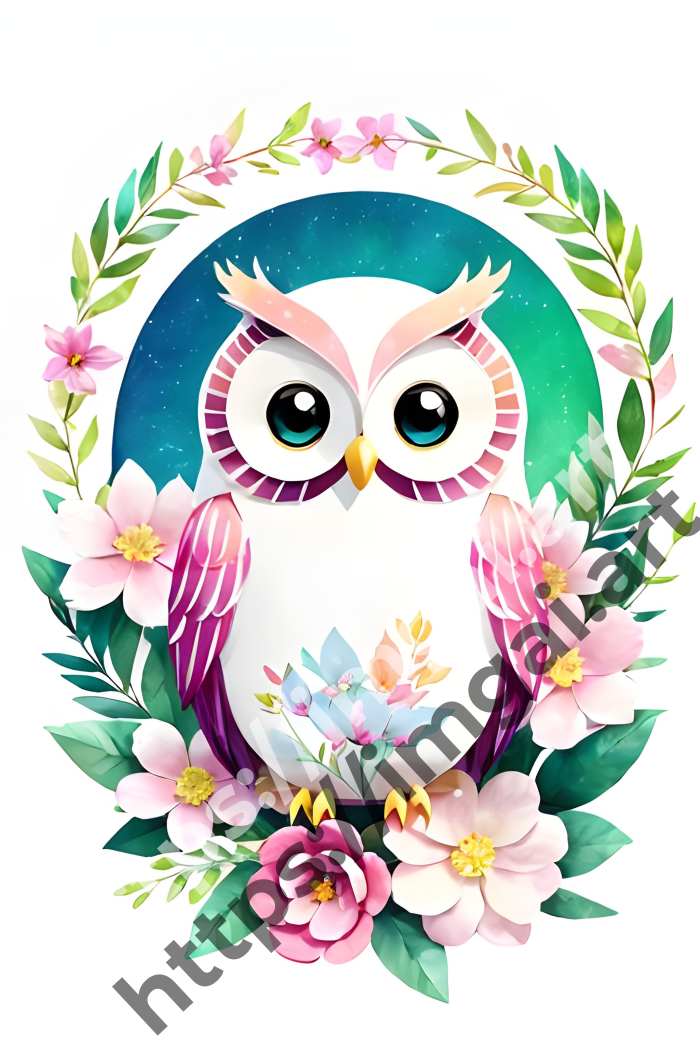  Принт owl (птицы)  в стиле Акварель. №1626