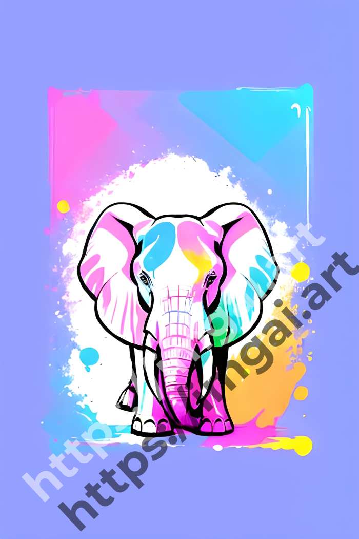  Принт elephant (дикие животные)  в стиле Splash art. №1627