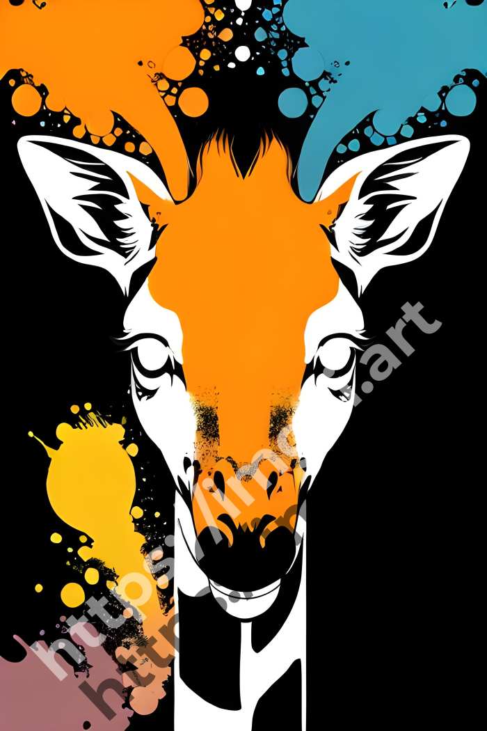  Постер giraffe (дикие животные)  в стиле Splash art. №1633