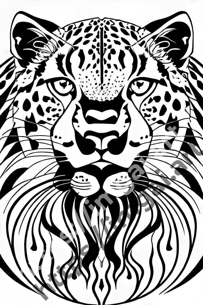  Раскраска cheetah (дикие кошки)  в стиле Mandala. №1662