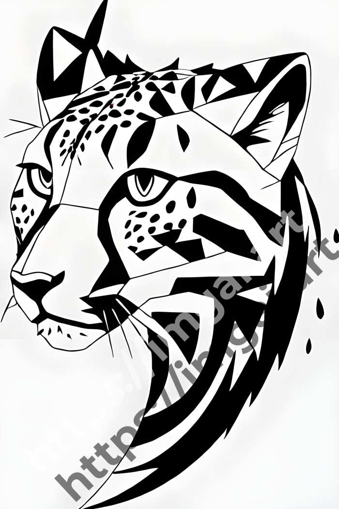  Раскраска cheetah (дикие кошки)  в стиле Low-poly. №1664
