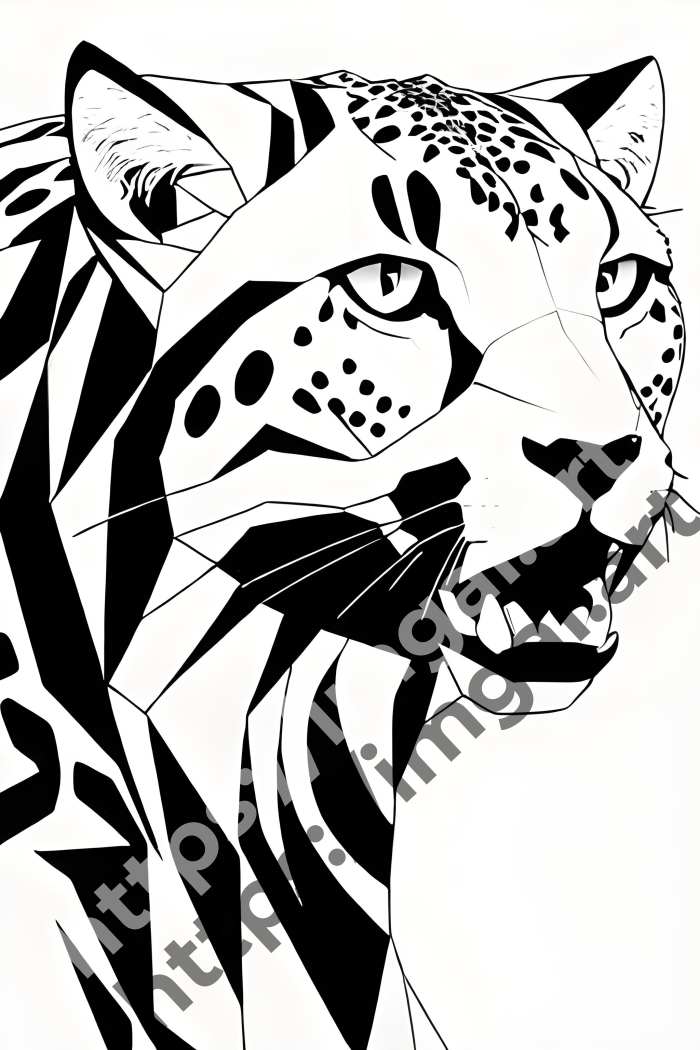  Раскраска cheetah (дикие кошки)  в стиле Low-poly. №1667