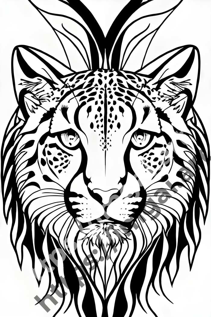  Раскраска cheetah (дикие кошки)  в стиле Mandala. №1684