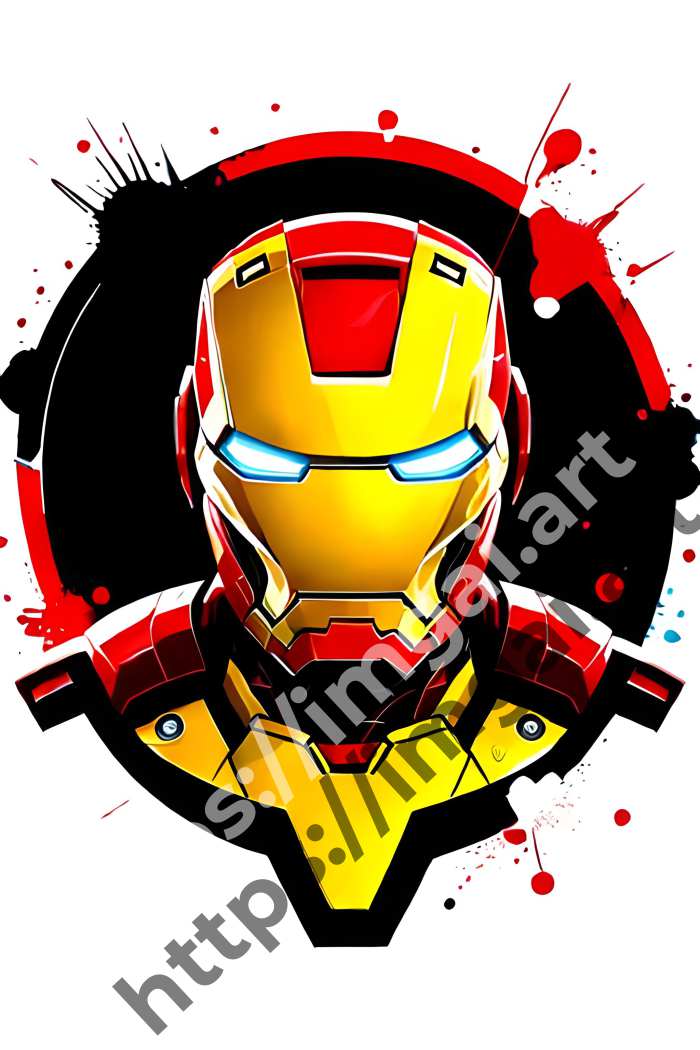  Принт Iron Man (герои)  в стиле Splash art, Граффити. №18