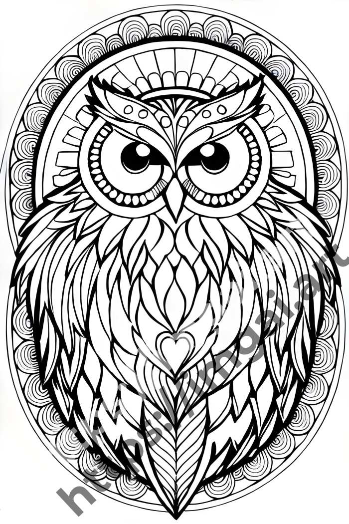  Раскраска owl (птицы)  в стиле Mandala. №185