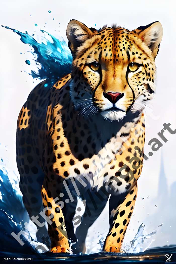  Постер cheetah (дикие кошки)  в стиле Акварель, Splash art. №193