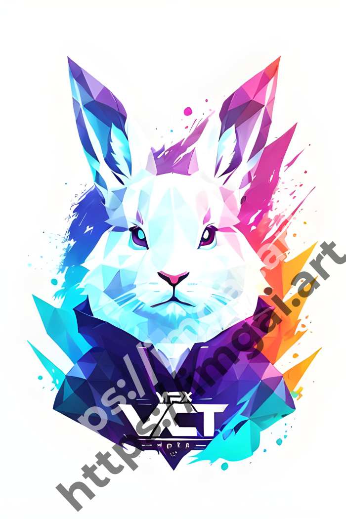  Принт rabbit (домашние животные)  в стиле Low-poly, Splash art. №194