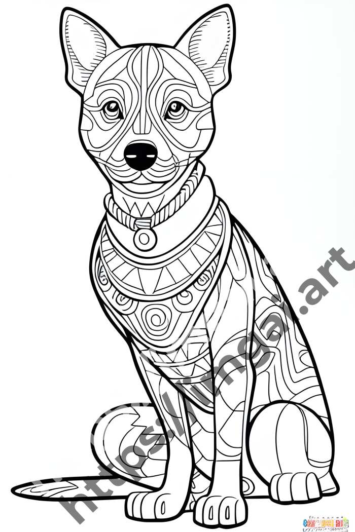  Раскраска dog (домашние животные)  в стиле Mandala. №198