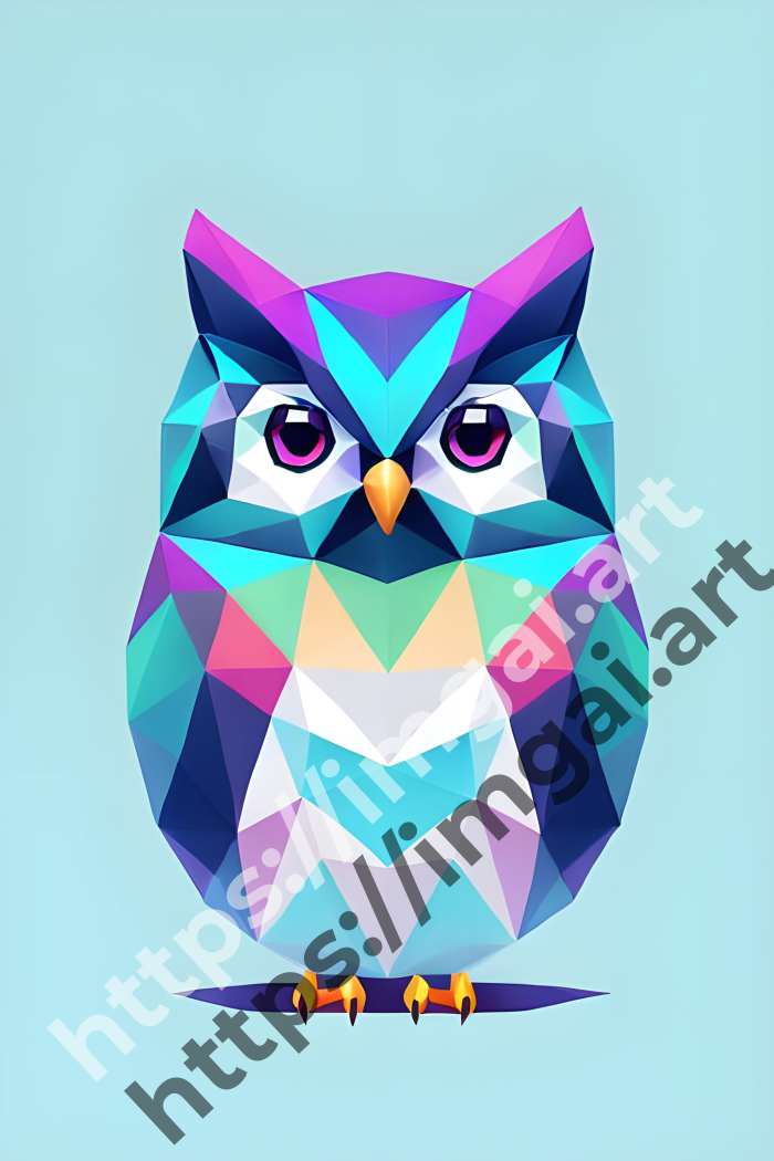  Принт owl (птицы)  в стиле Low-poly. №203