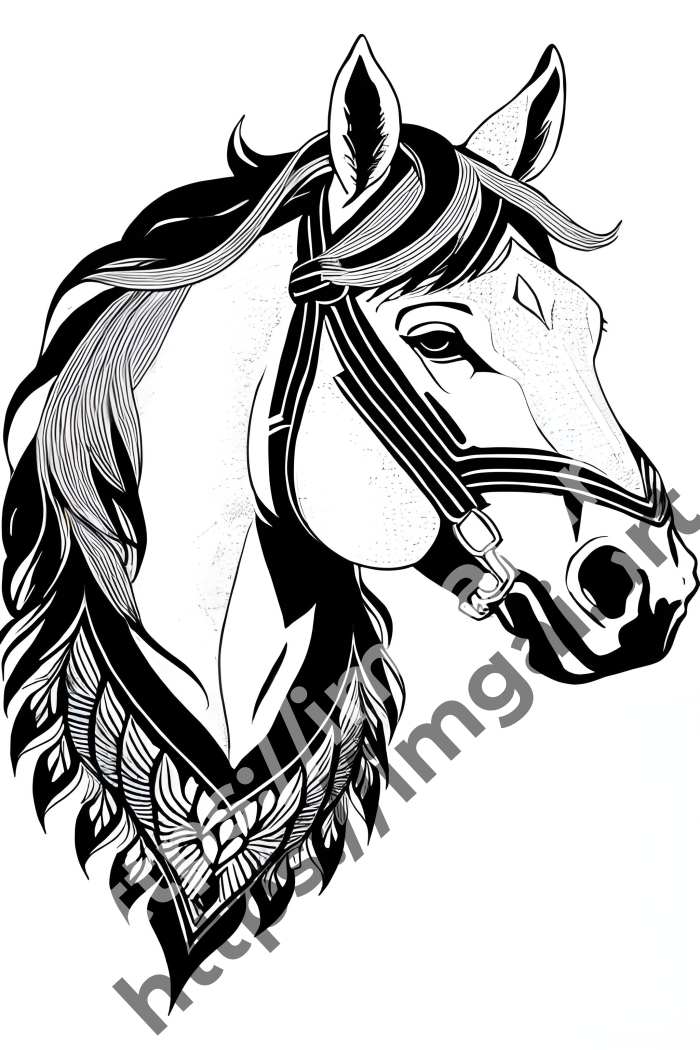  Раскраска horse (домашние животные). №228