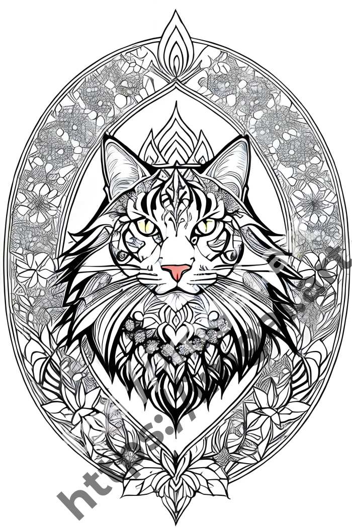  Раскраска cat (домашние животные). №245