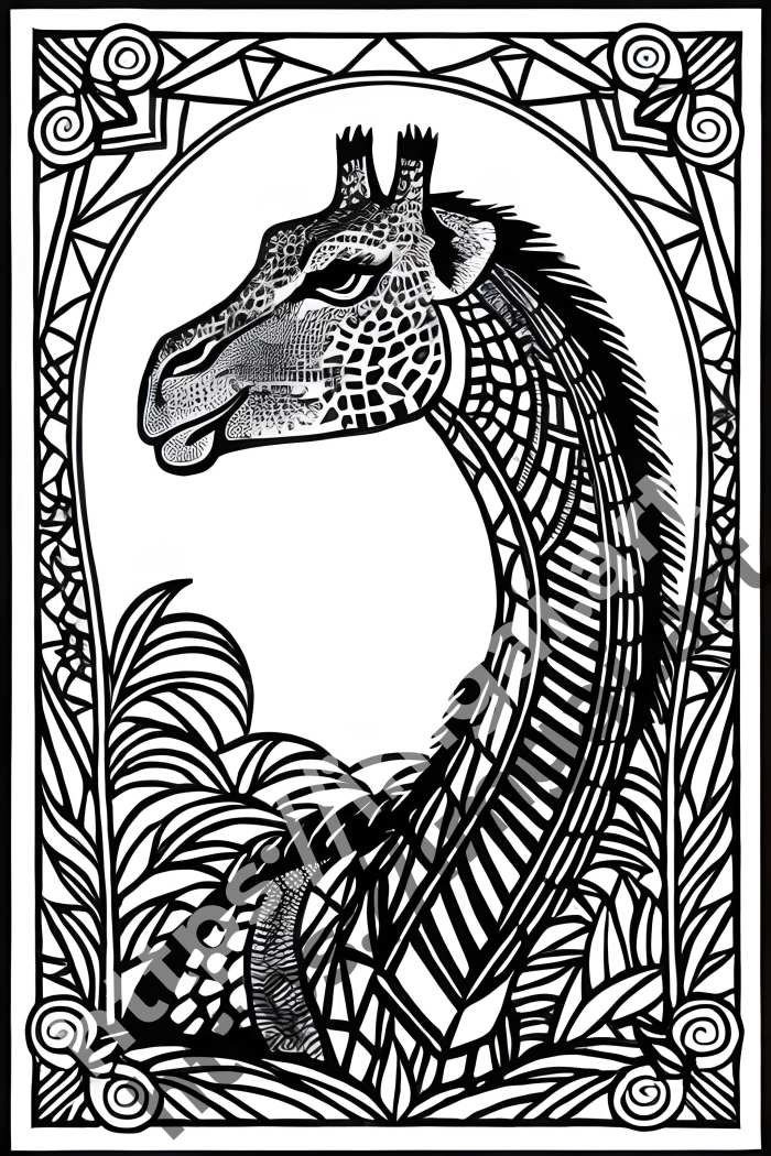 Раскраска giraffe (дикие животные). №253