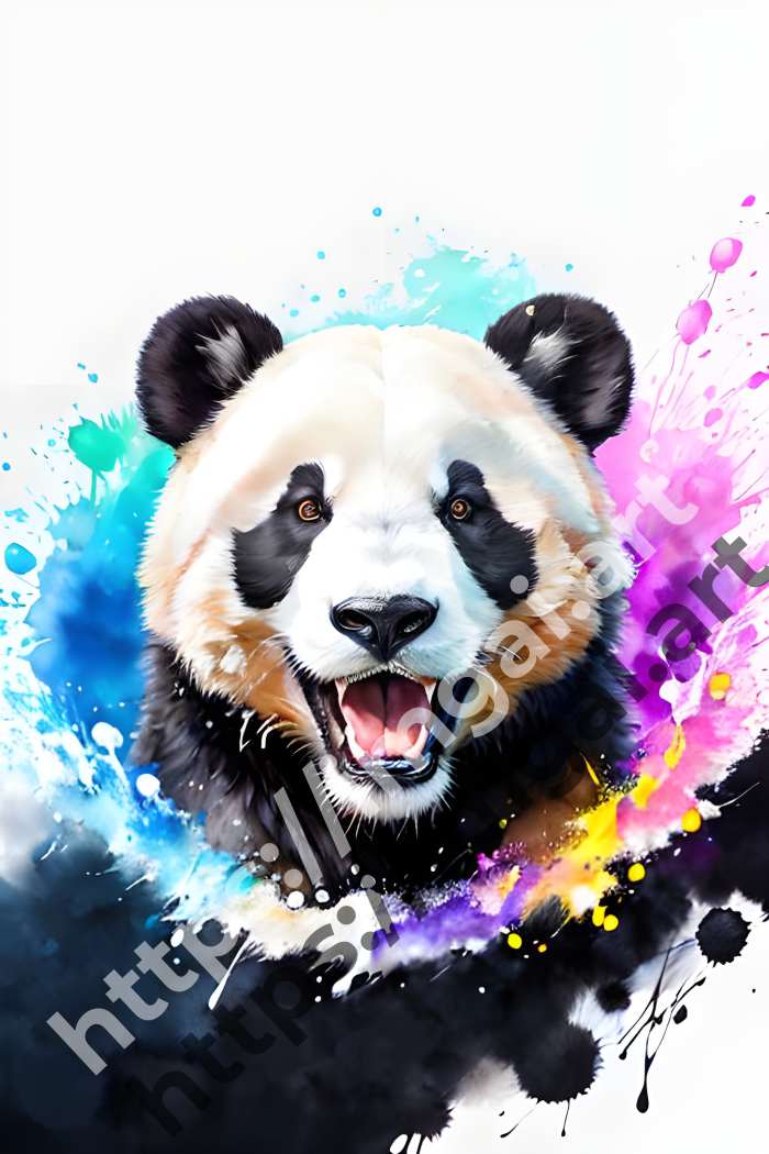  Постер panda (дикие животные)  в стиле Акварель, Splash art. №261