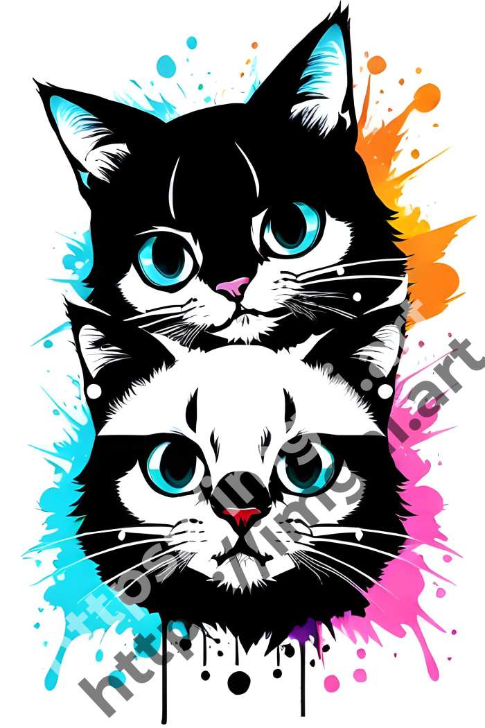  Принт cat (домашние животные)  в стиле Splash art, Граффити. №262