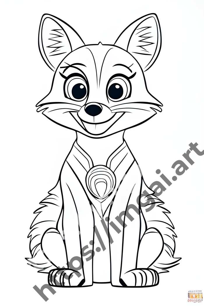  Раскраска fox (дикие животные)  в стиле Disney. №268