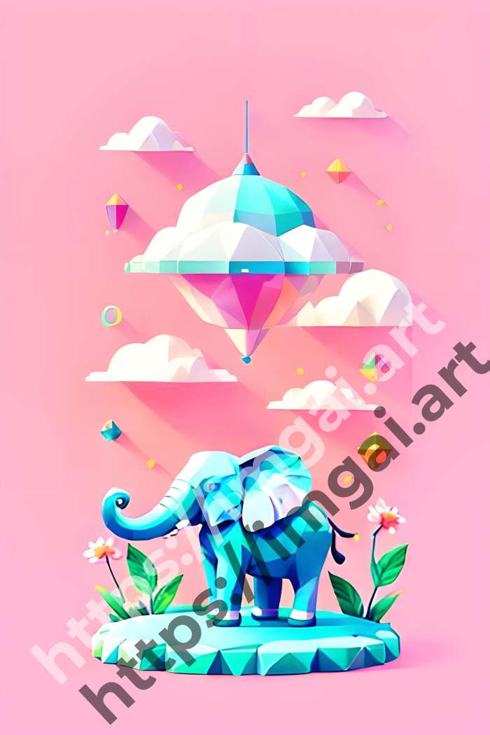  Принт elephant (дикие животные)  в стиле Клипарт. №276