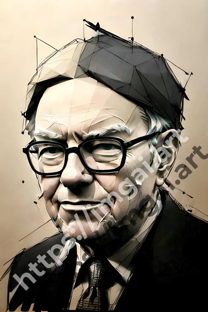  Постер Warren Buffett (другие знаменитости)  в стиле Low-poly, Набросок. №2768