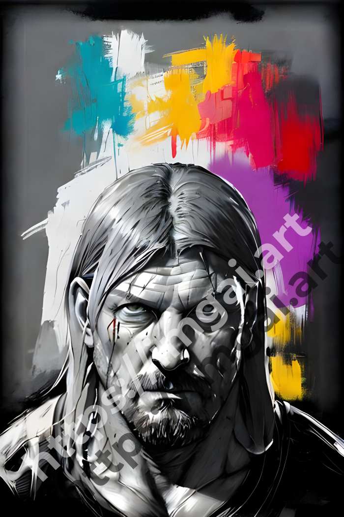  Постер Triple H (рестлеры)  в стиле Splash art, Набросок. №2775