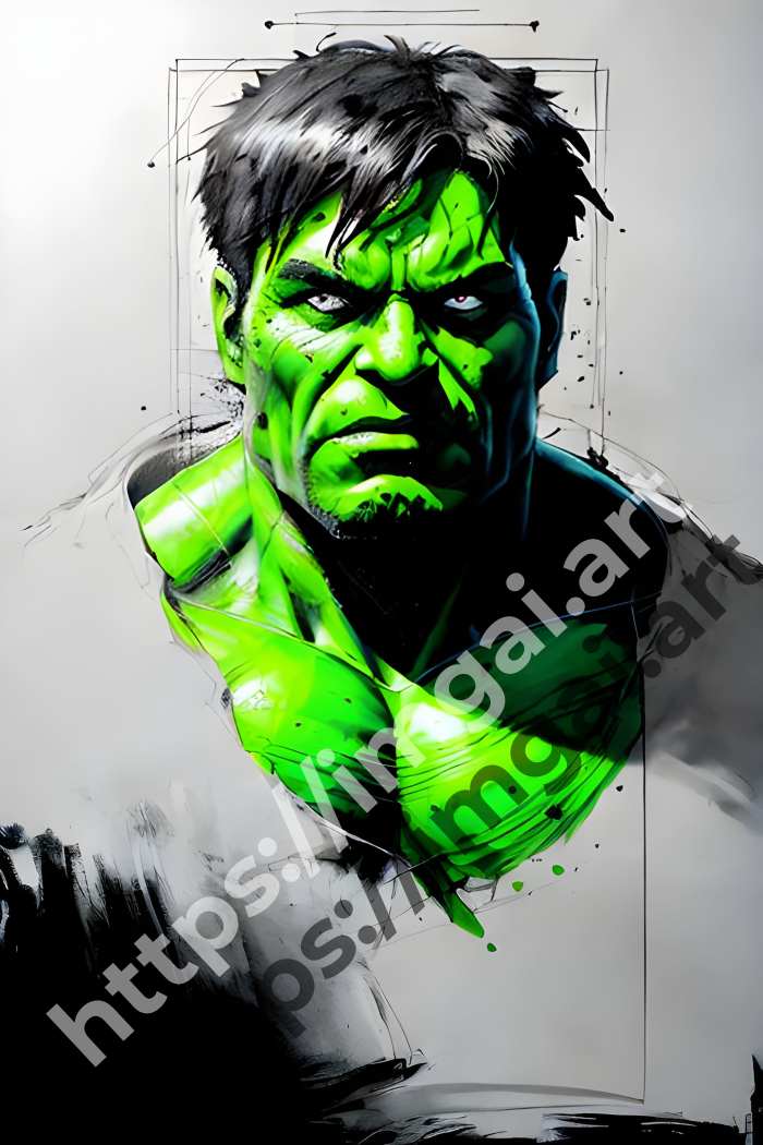  Постер Hulk (герои)  в стиле Splash art, Набросок. №2778