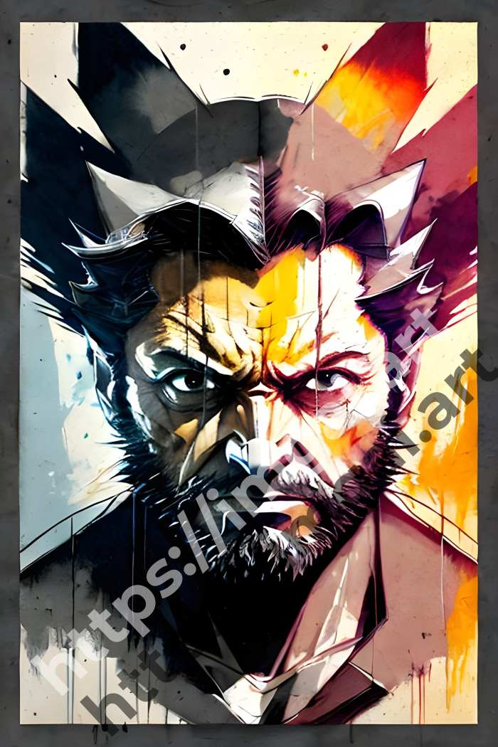  Постер Wolverine (герои)  в стиле Splash art, Набросок. №2795