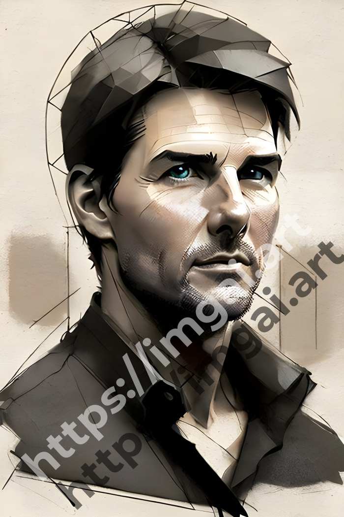  Постер Tom Cruise (актеры)  в стиле Low-poly, Набросок. №2813