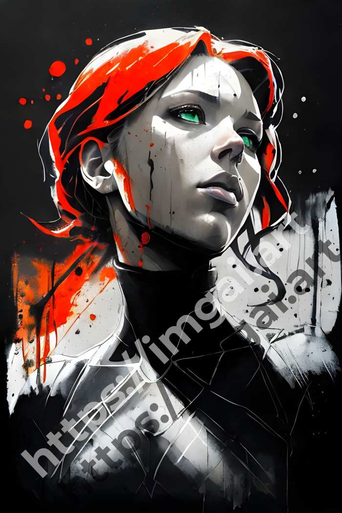  Постер Black Widow (герои)  в стиле Splash art, Набросок. №2817