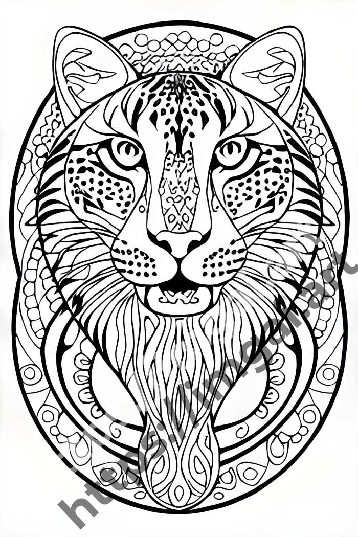  Раскраска cheetah (дикие кошки)  в стиле Mandala. №2818