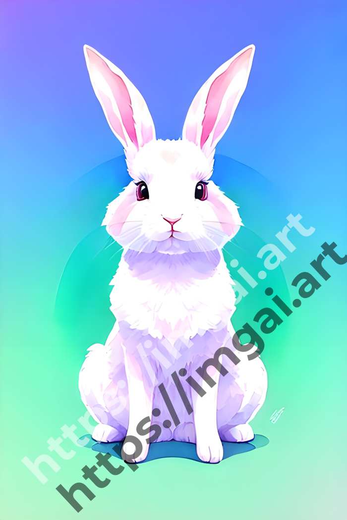  Принт rabbit (домашние животные)  в стиле Акварель. №282