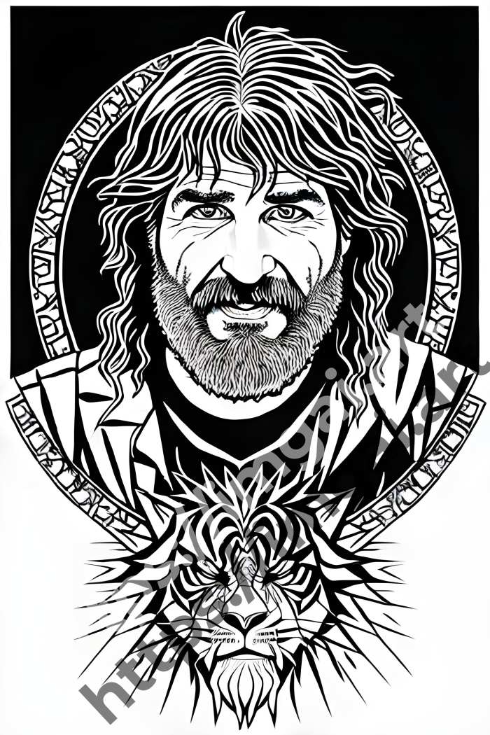  Раскраска Mick Foley (еще раскраски)  в стиле Mandala. №2826