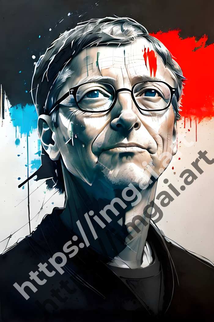  Постер Bill Gates (другие знаменитости)  в стиле Splash art, Набросок. №2829