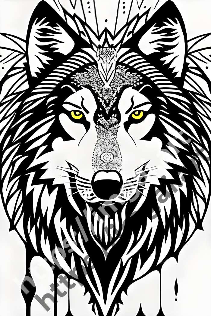  Раскраска wolf (дикие животные). №2832