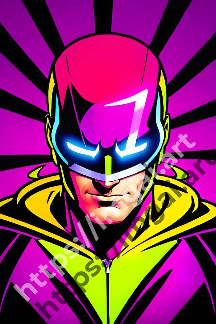  Постер Daredevil (герои)  в стиле Клипарт, Неоновые цвета. №2962