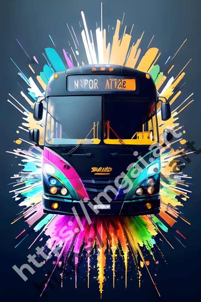  Постер Bus (транспорт)  в стиле Splash art. №2974