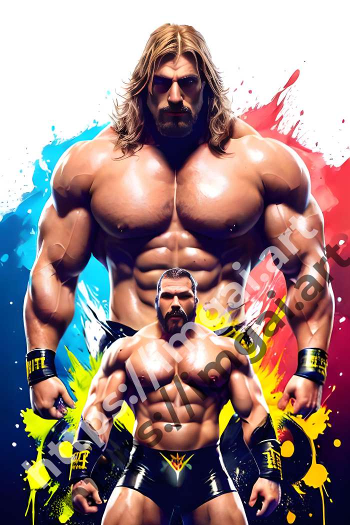 Постер Triple H (рестлеры)  в стиле Splash art. №298
